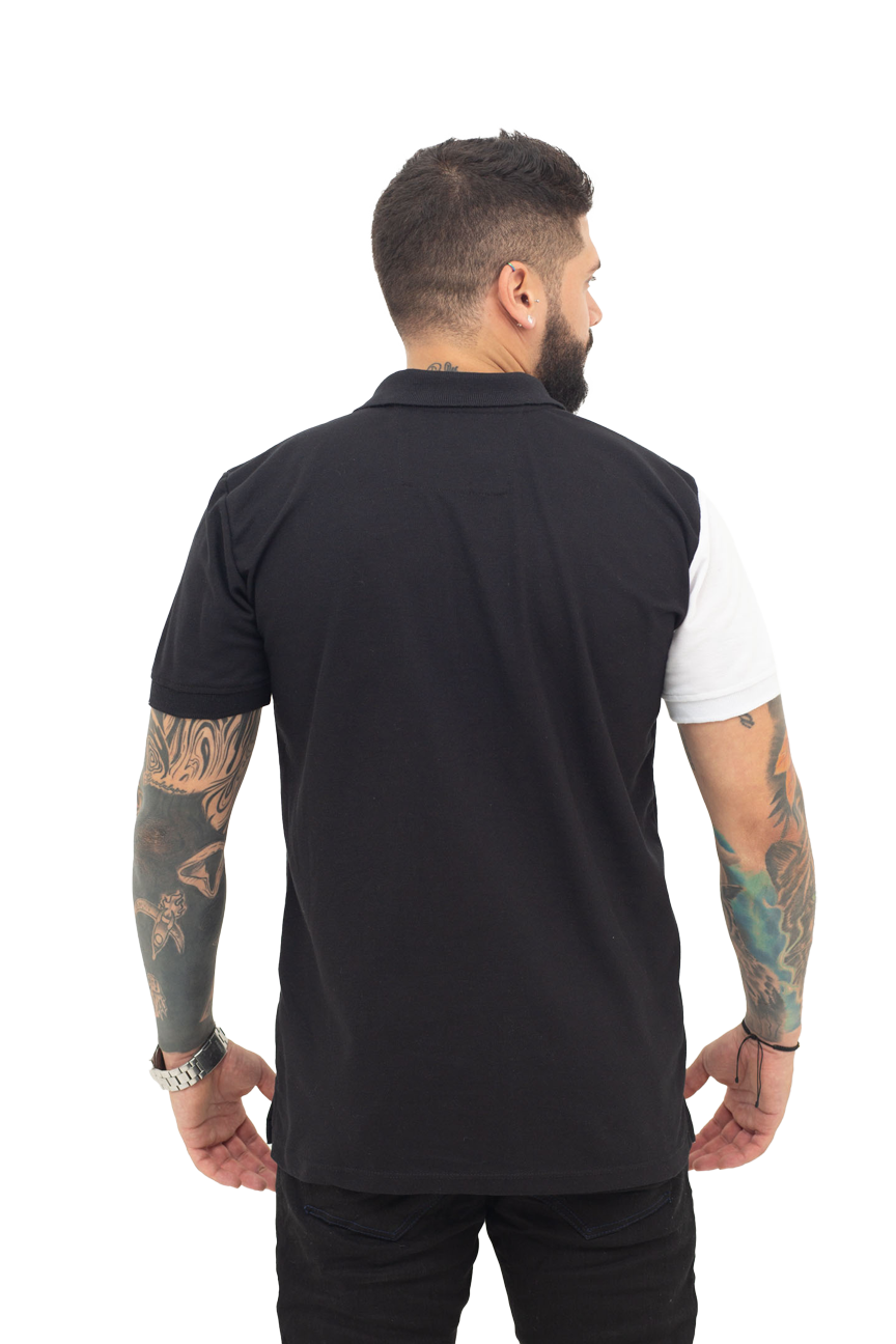 Camiseta Polo Combinada BLANCO NEGRO GUAYABA 042C