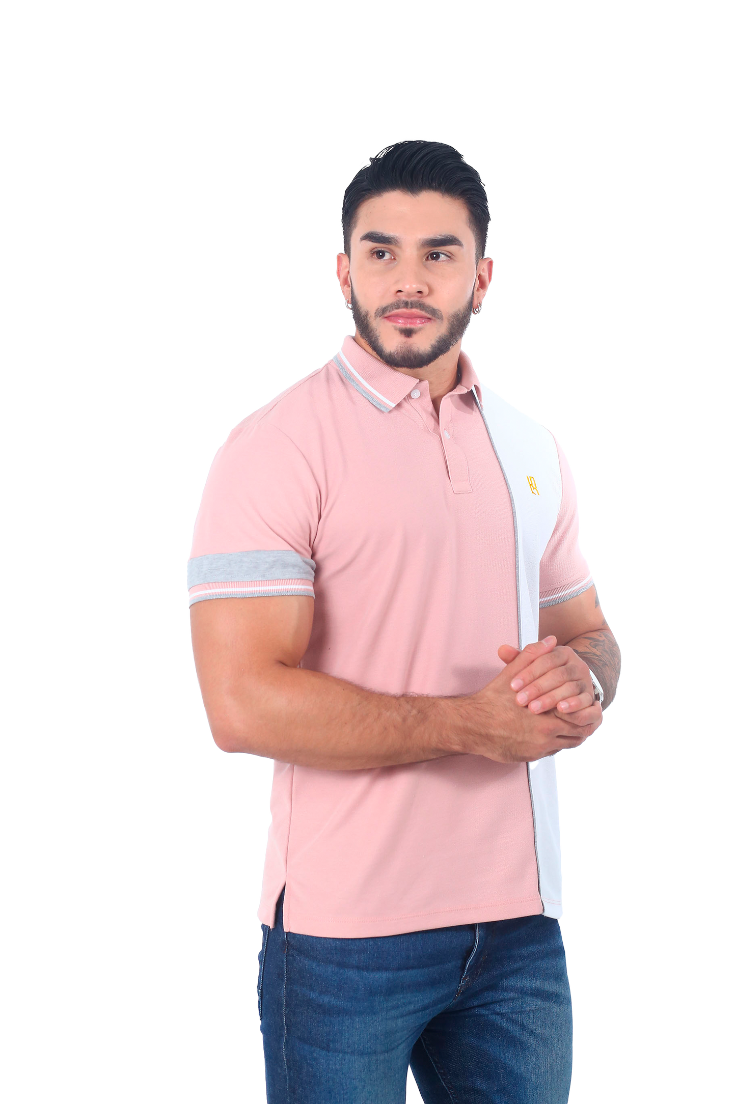 Camiseta Polo Combinada GUAYABA BLANCO JASPE-057C