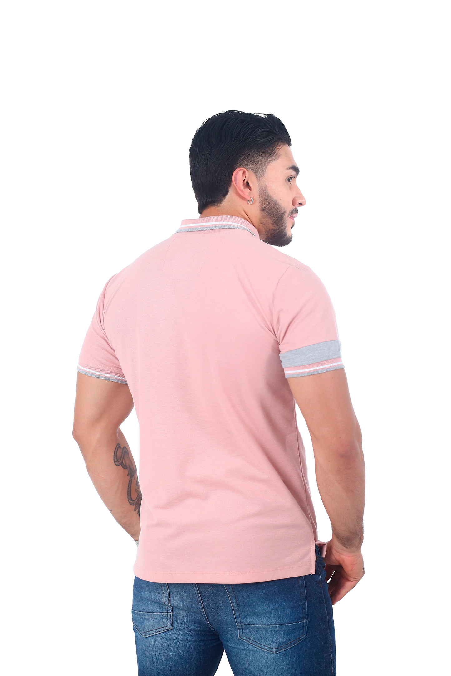 Camiseta Polo Combinada GUAYABA BLANCO JASPE-057C