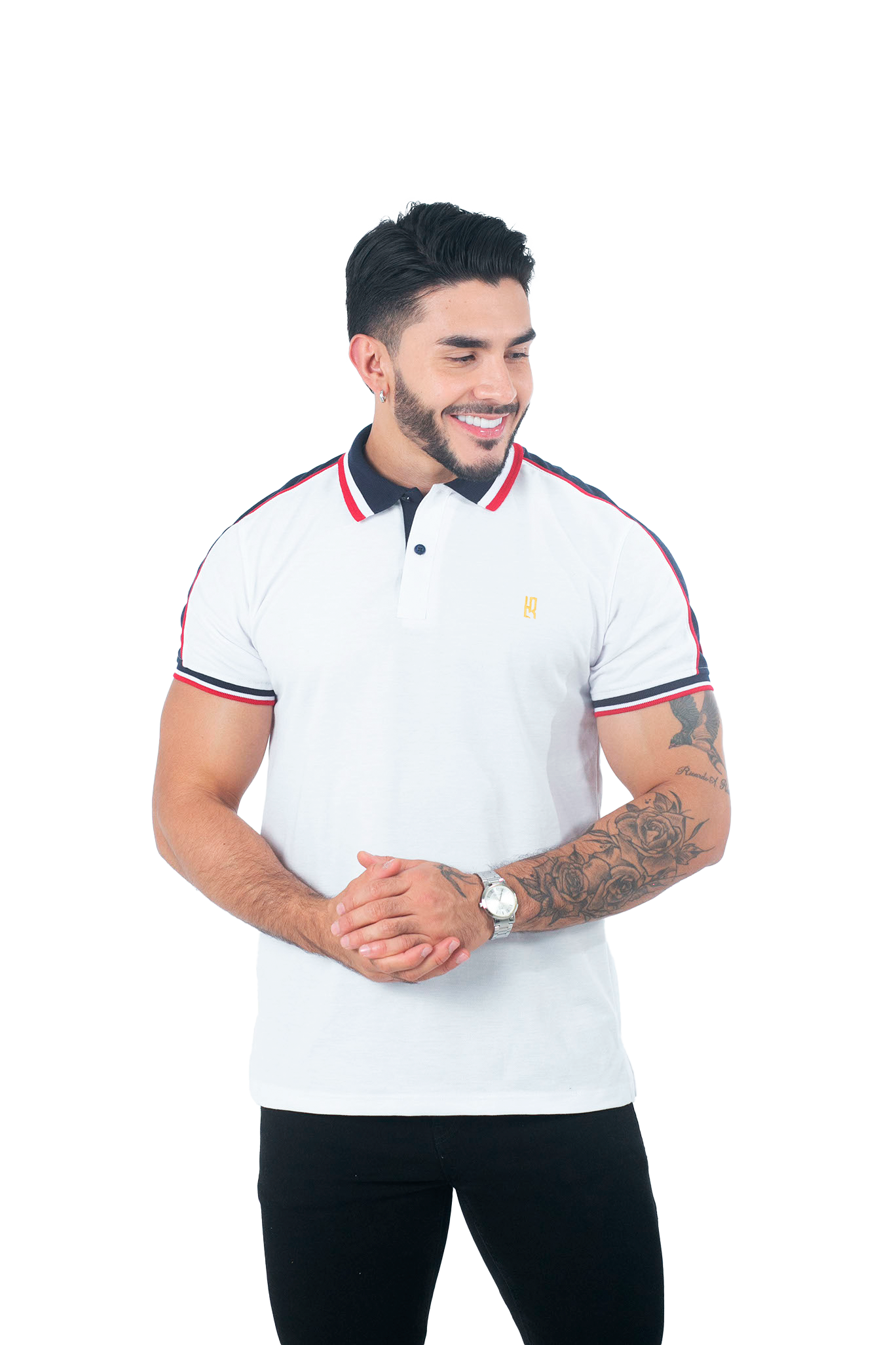 Camiseta Polo Combinada BLANCO AZUL OSC BLANCO-059A