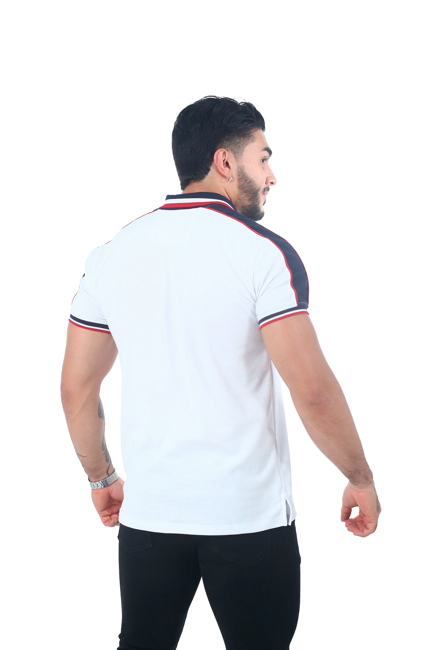 Camiseta Polo Combinada BLANCO AZUL OSC BLANCO-059A
