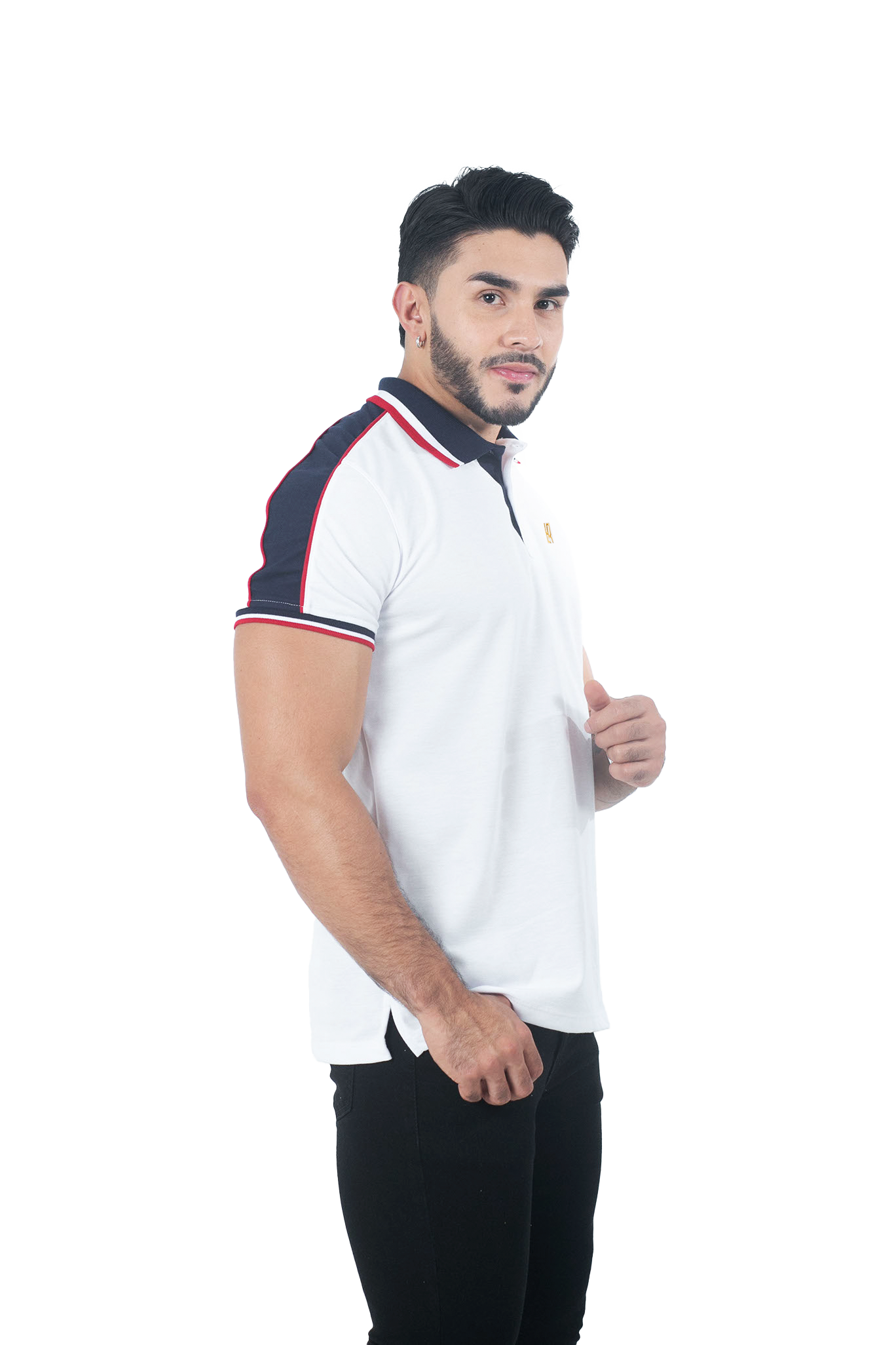 Camiseta Polo Combinada BLANCO AZUL OSC BLANCO-059A