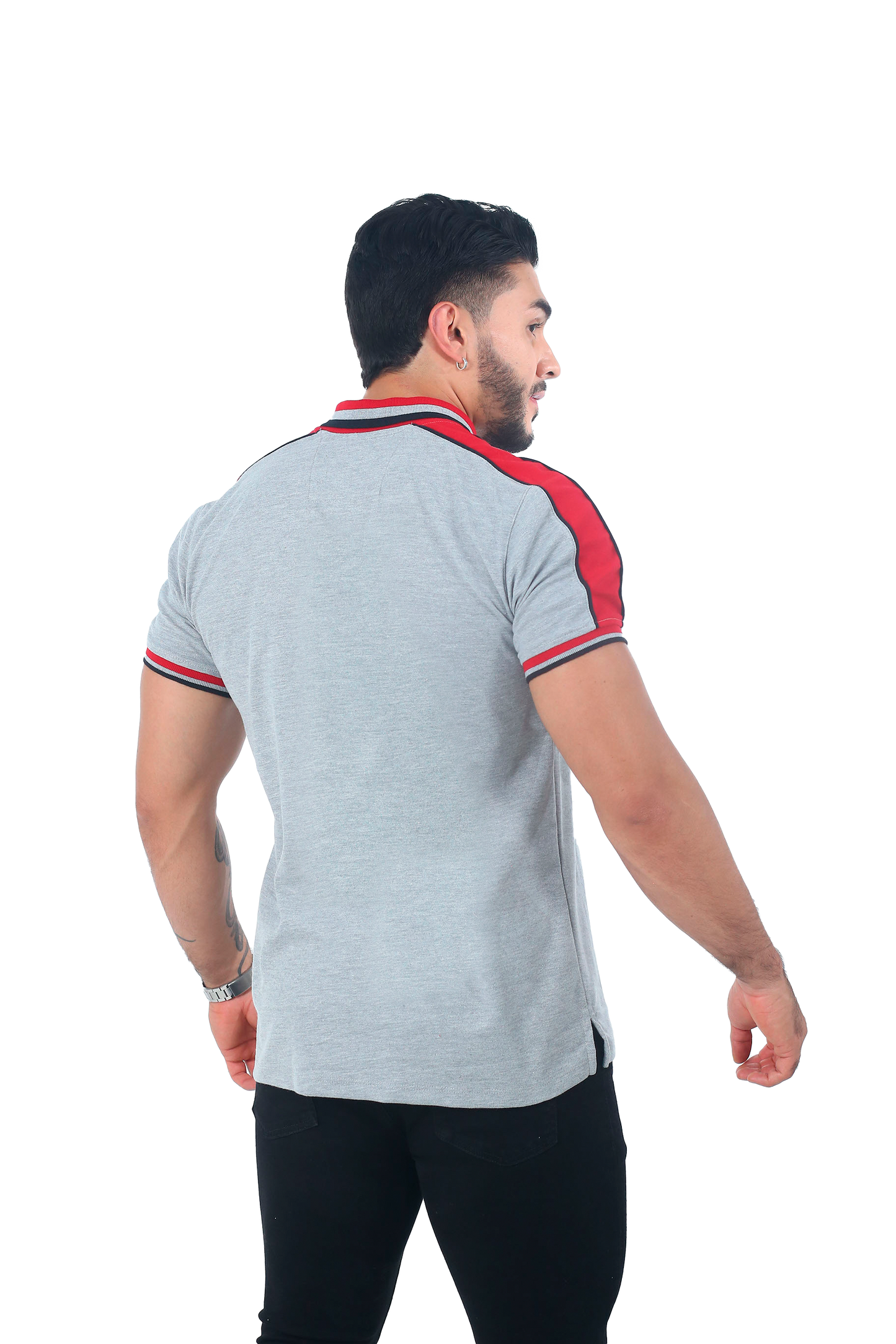 Camiseta Polo Combinada JASPE ROJO NEGRO-059C