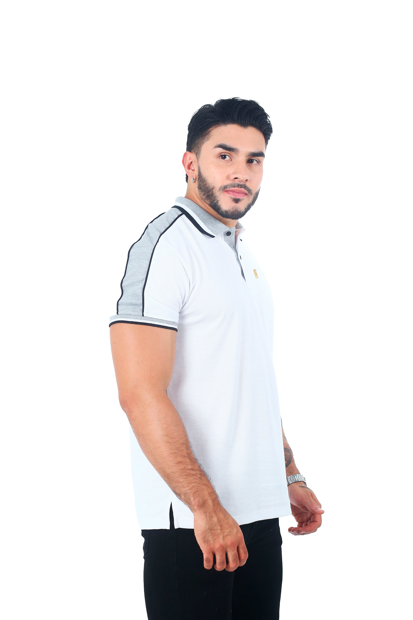 Camiseta Polo Combinada BLANCO JASPE ROJO-059D