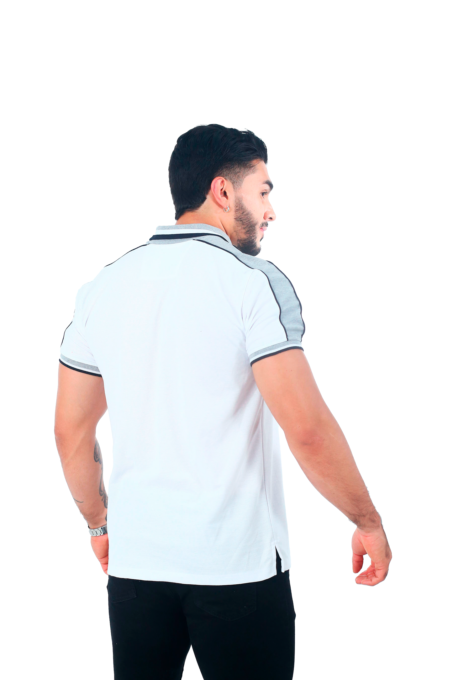 Camiseta Polo Combinada BLANCO JASPE ROJO-059D