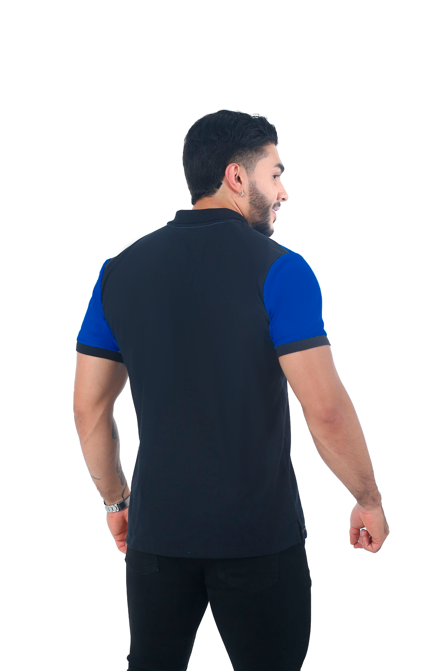 Camiseta Polo Combinada REY BLANCO NEGRO-061A