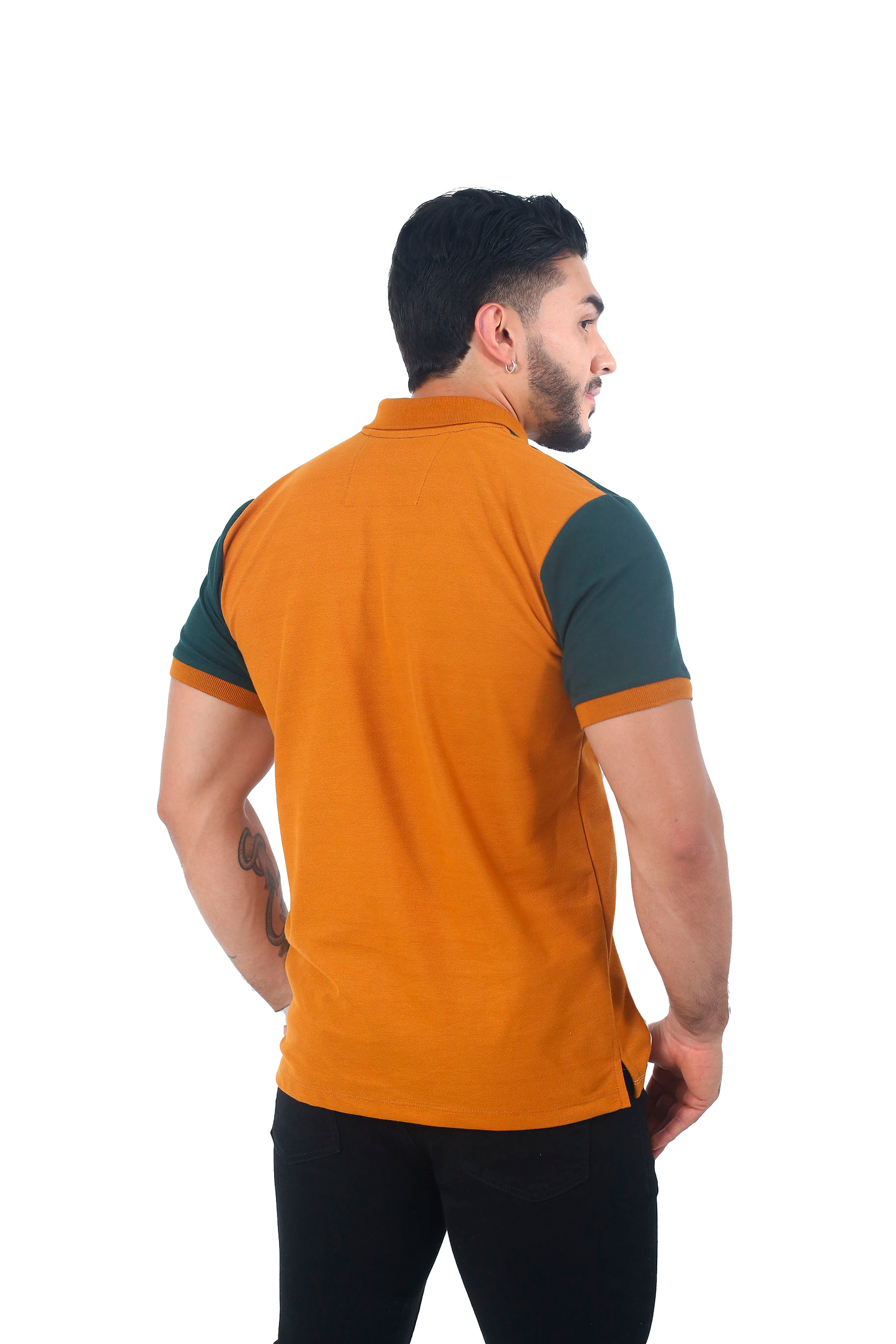 Camiseta Polo Combinada MILITAR BLANCO OCRE-061D