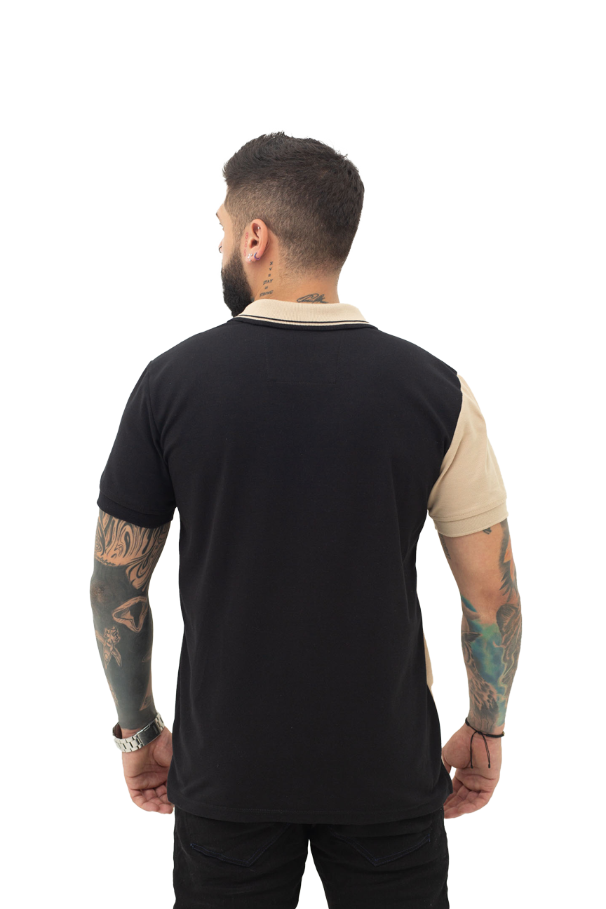 Camiseta Polo Combinada CAQUI NEGRO 065B
