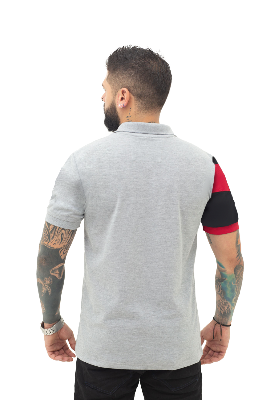 Camiseta Polo Combinada JASPE NEGRO ROJ0- 068C
