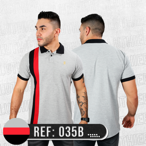 Camiseta Polo Combinada JASPE ROJO-035B