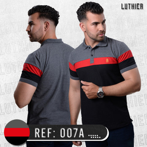 Camiseta Polo Combinada NEGRO CROSS ROJO NEGRO-007A