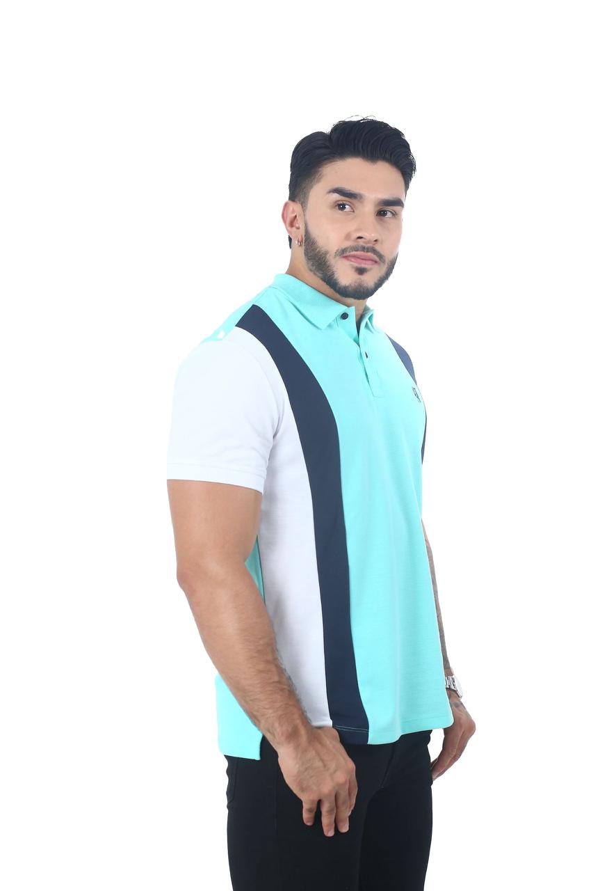 Camiseta Polo Combinada MENTA BLANCO NEGRO-058A