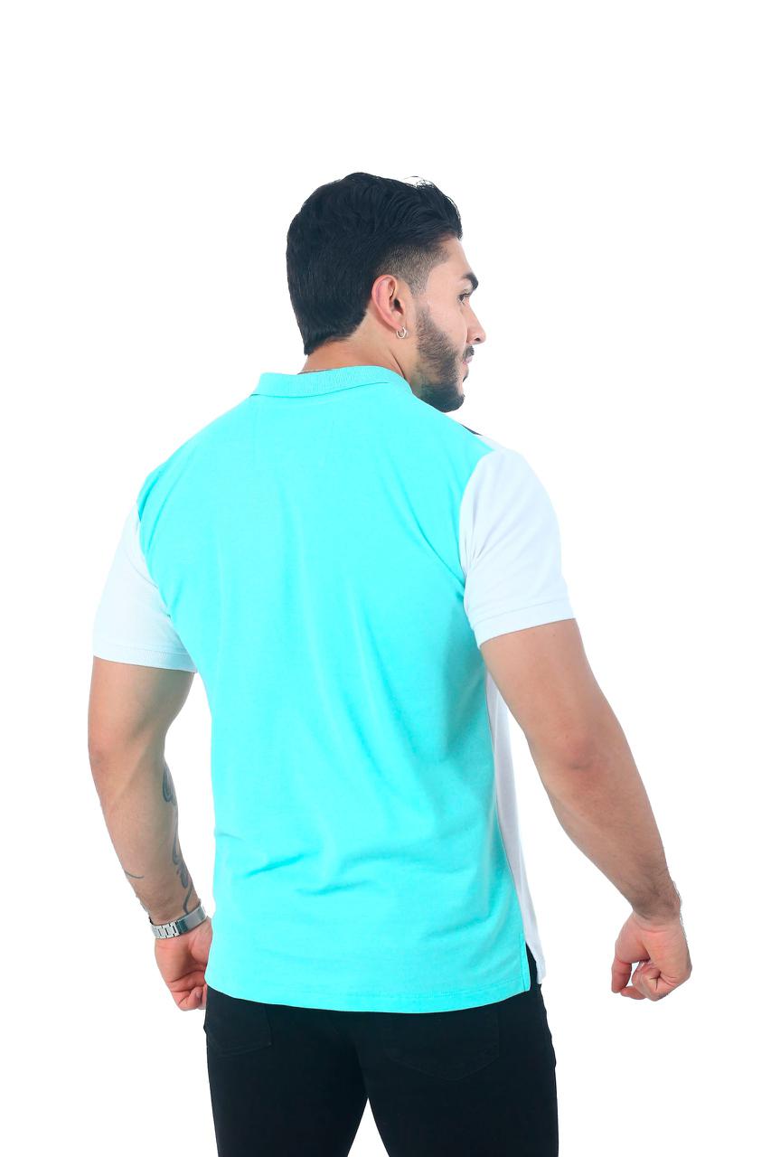 Camiseta Polo Combinada MENTA BLANCO NEGRO-058A