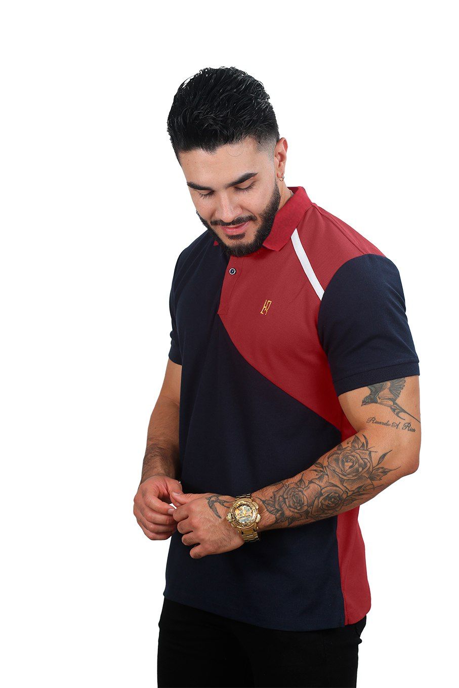 Camiseta Polo Básica VINOTINTO AZUL OSCURO-046B