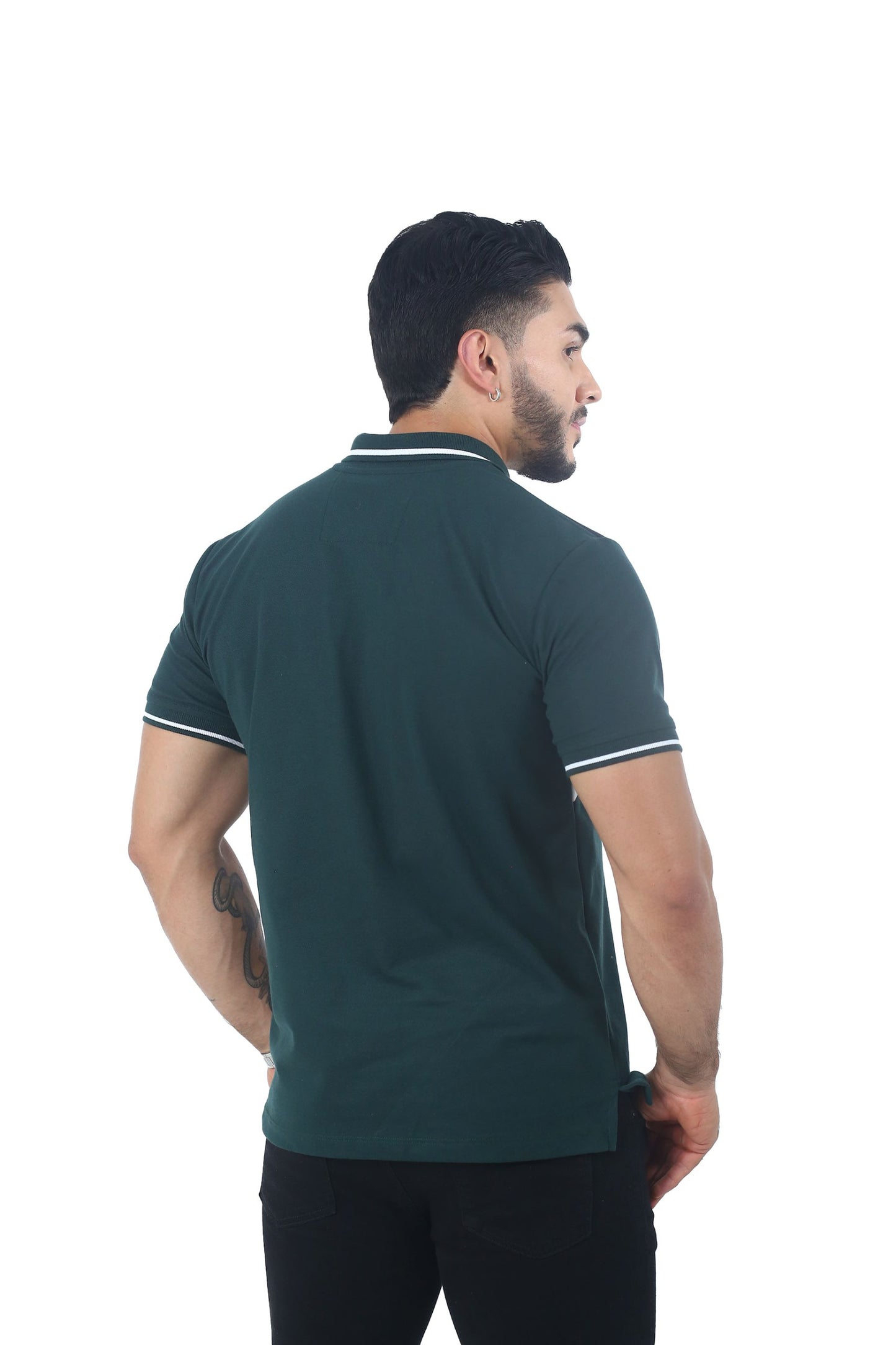 Camiseta Polo Básica MILITAR BLANCO NEGRO-064B