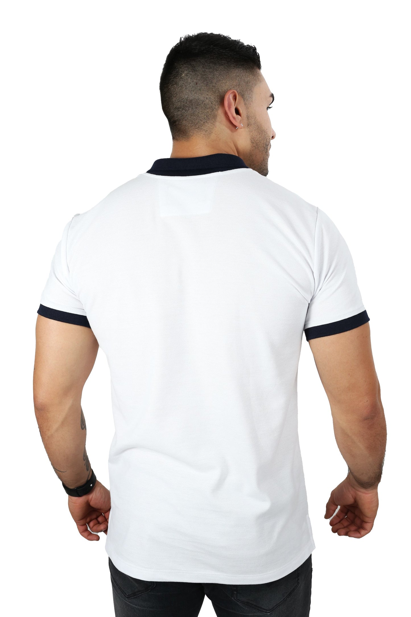 Camiseta Polo Combinada BLANCO ROJO AZUL-033A