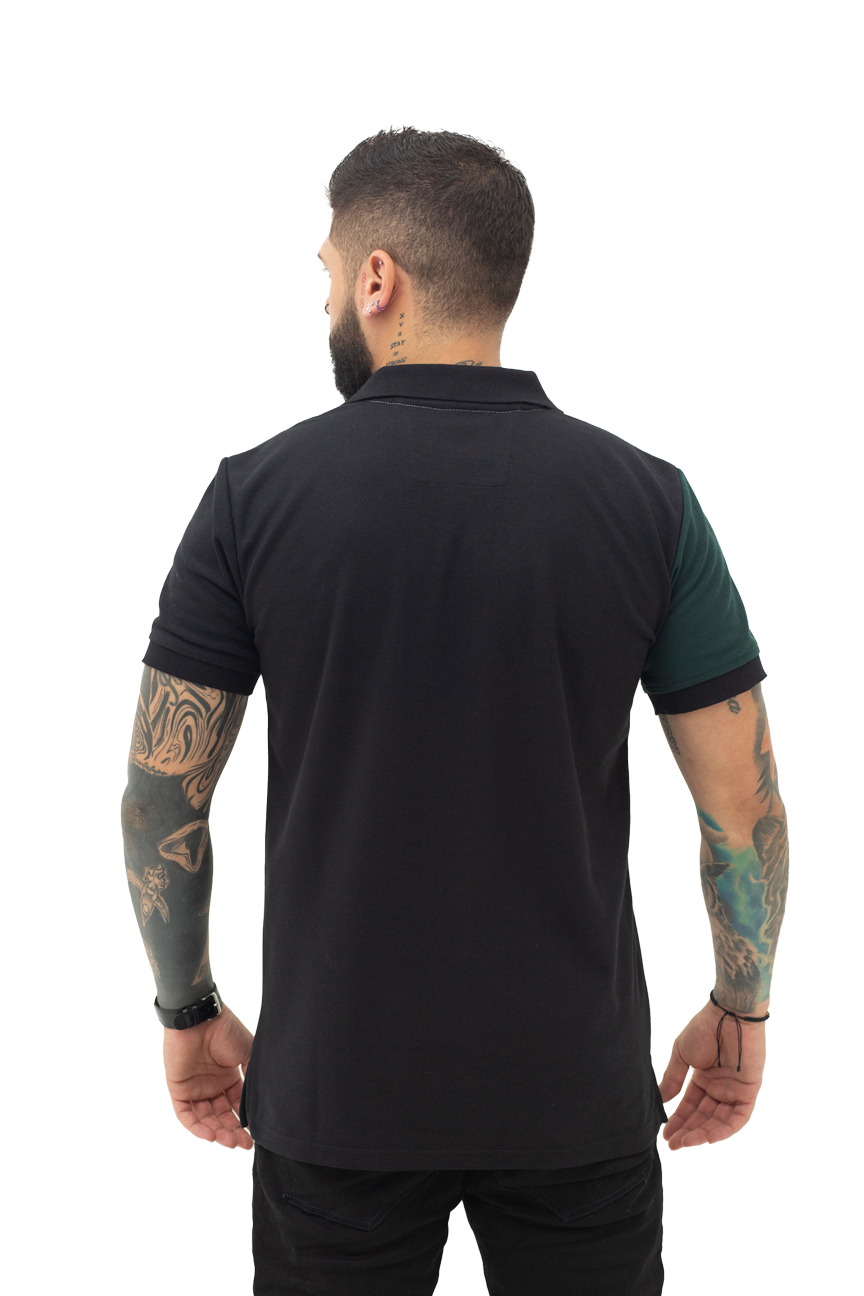 Camiseta Polo Combinada NEGRO MILITAR JASPE 042A