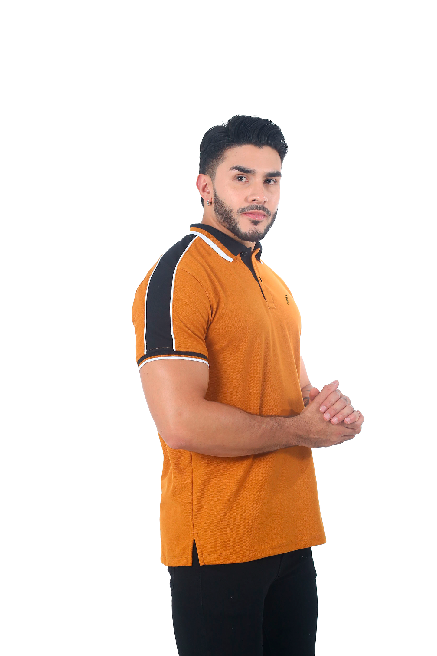 Camiseta Polo Combinada OCRE NEGRO NEGRO-059B