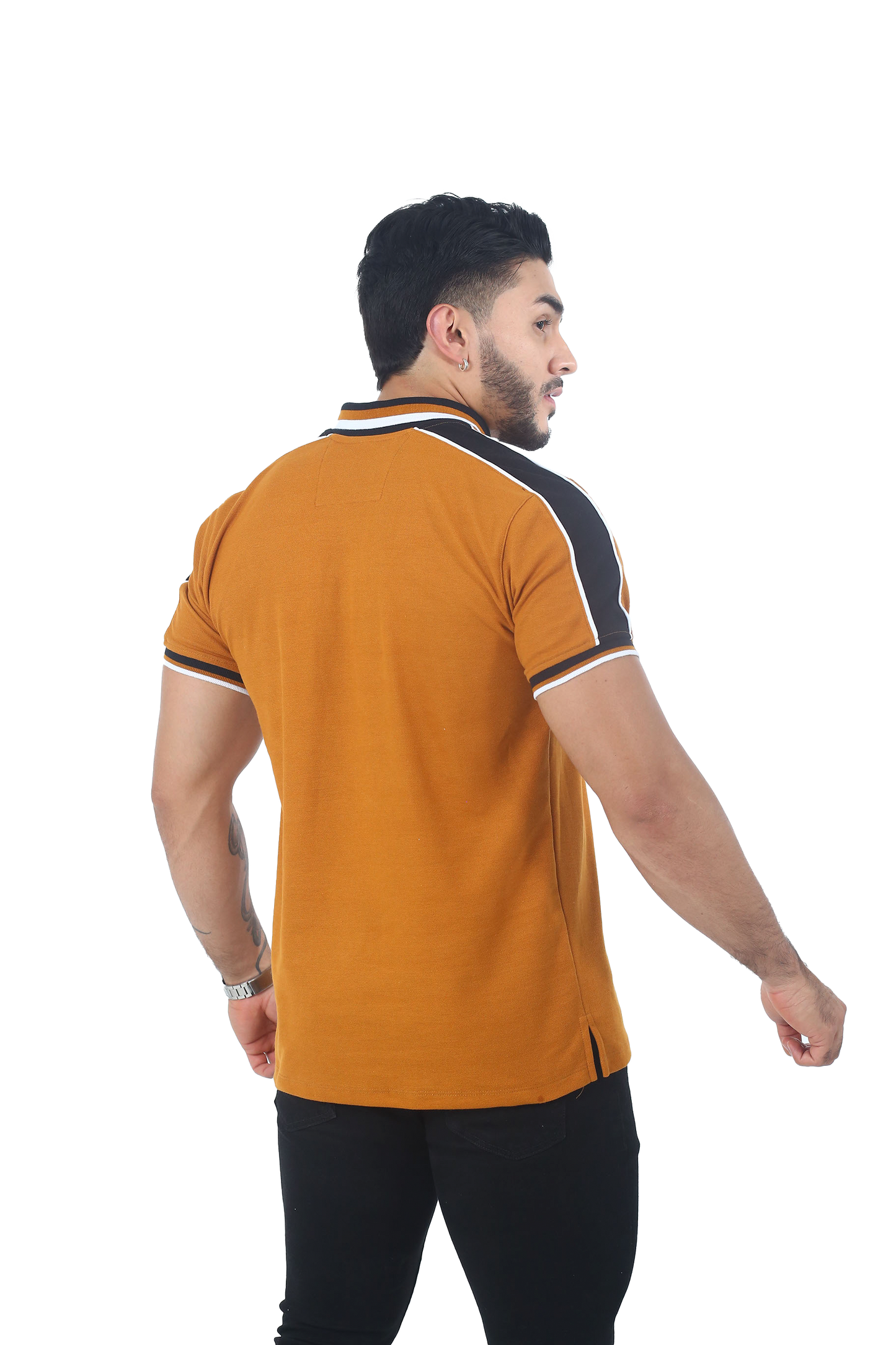 Camiseta Polo Combinada OCRE NEGRO NEGRO-059B