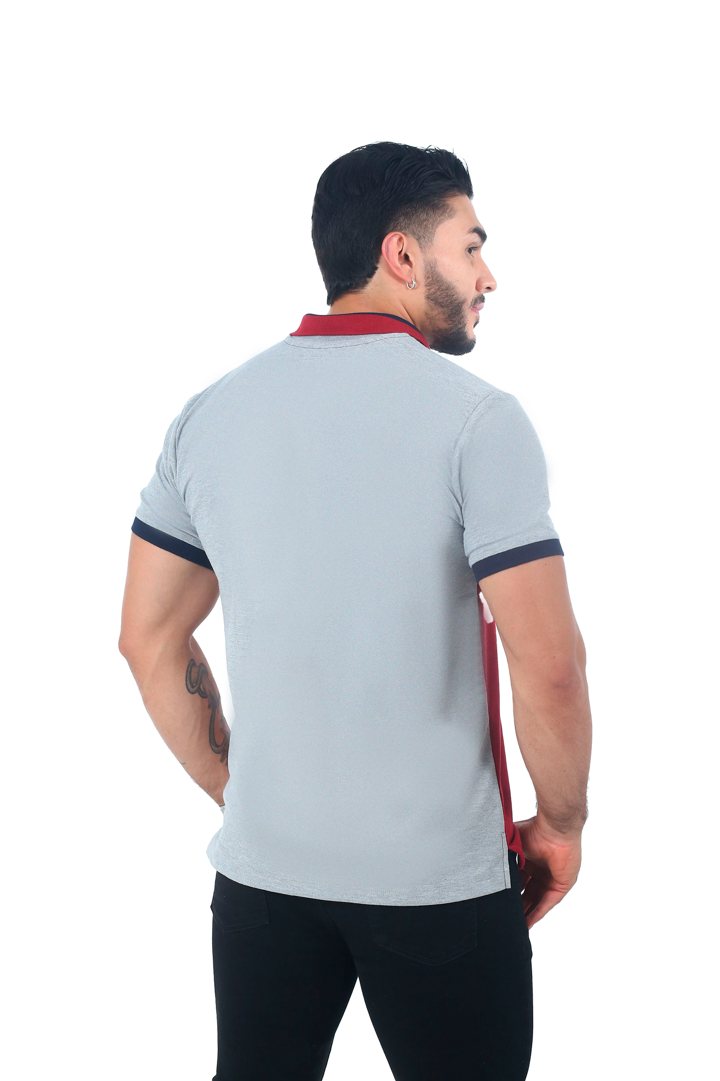 Camiseta Polo Combinada VINOTINTO AZUL OSCURO-062C