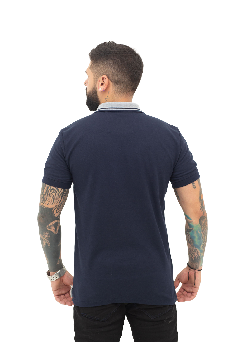 Camiseta Polo Combinada AZUL OSCURO JASPE 067B