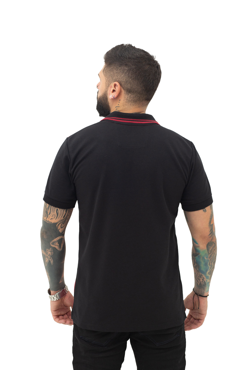 Camiseta Polo Combinada NEGRO VINO TINTO 067C