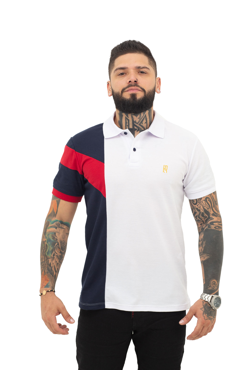 Camiseta Polo Combinada ROJO BLANCO AZUL OSCURO 068A (copia)