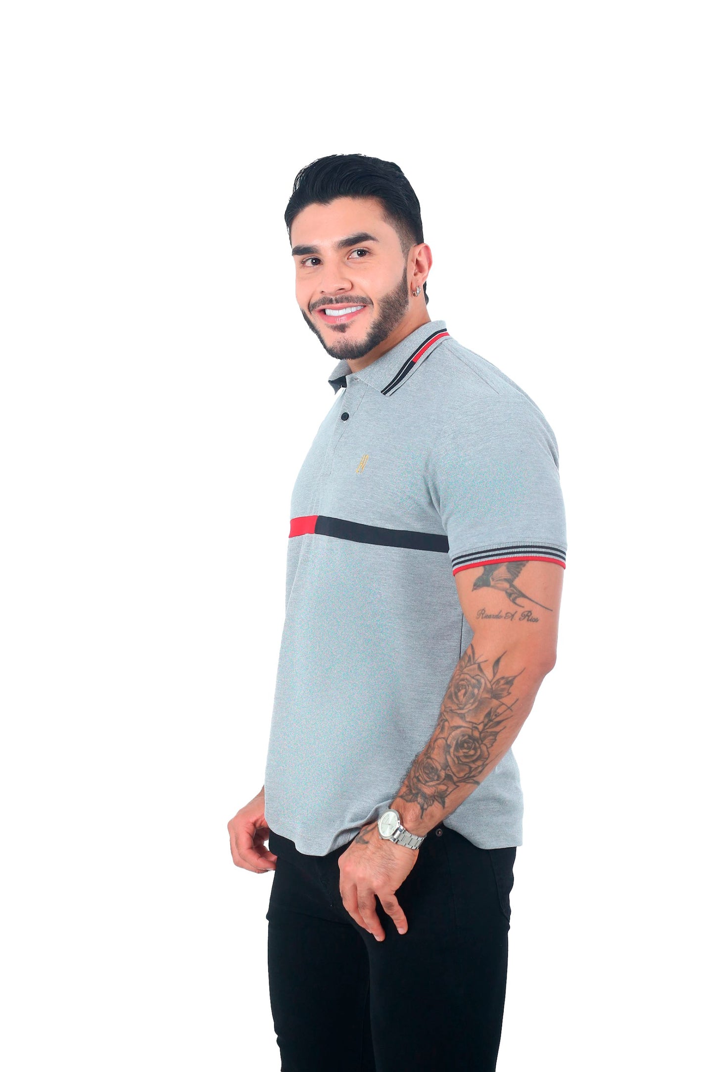 Camiseta Polo Combinada JASPE ROJO AZUL OSCURO-060D