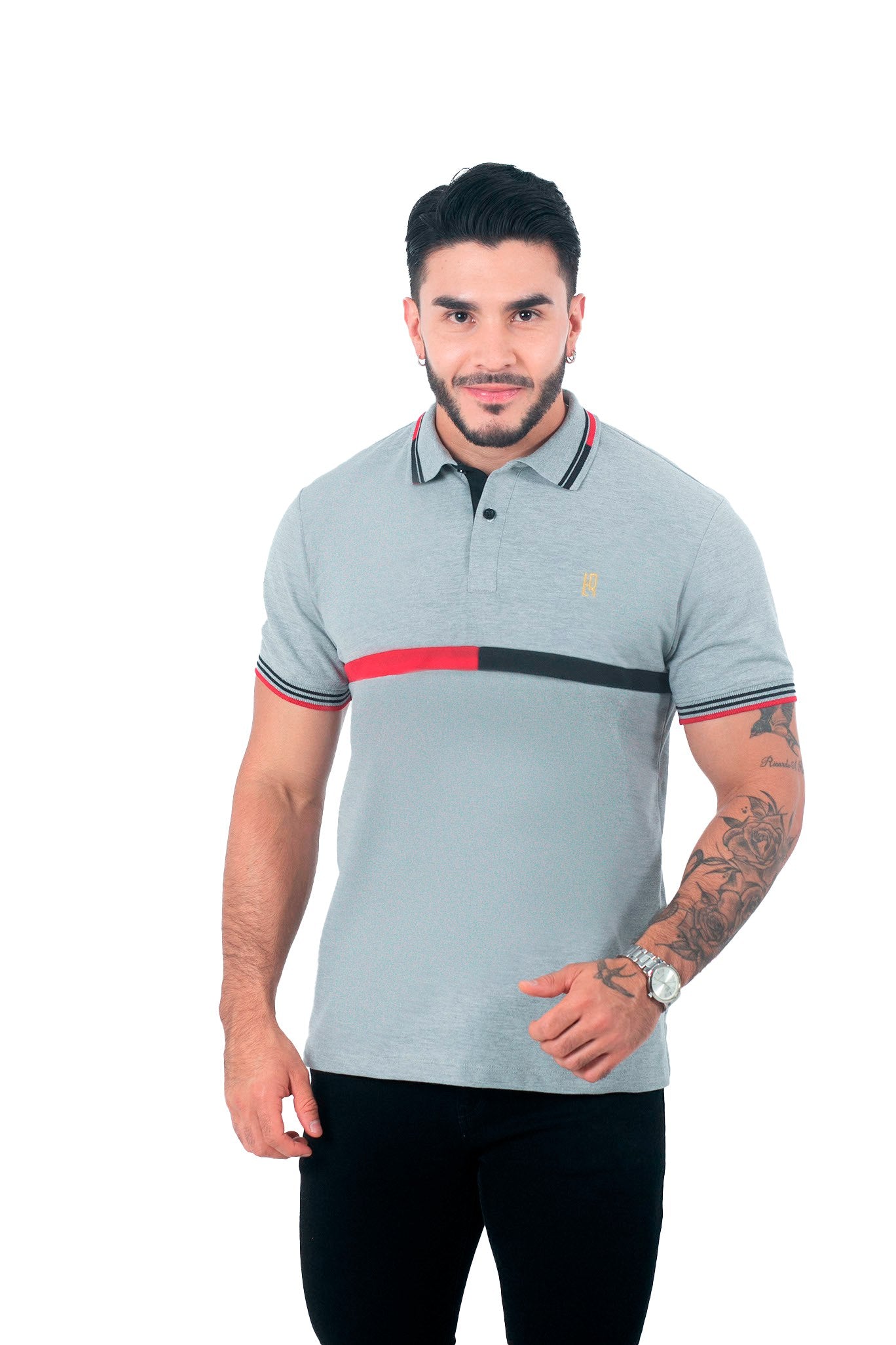 Camiseta Polo Combinada JASPE ROJO AZUL OSCURO-060D